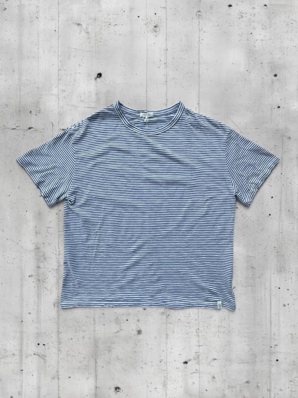 Rag & Bone Blue White Stripe Boyfriend T-Shirt Pima Cotton Size Large